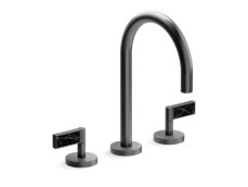 One™ Sink faucet, gooseneck spout, Nero Marquina handles