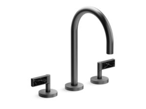Sink faucet, gooseneck spout, Nero Marquina handles
