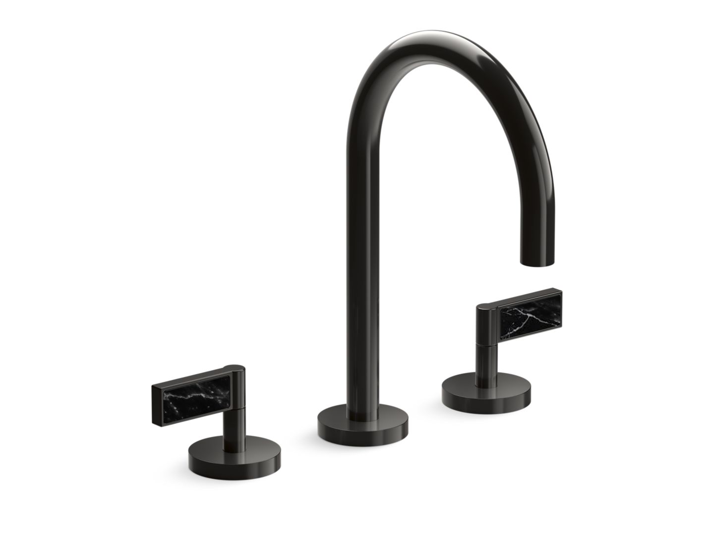 One™ Sink faucet, gooseneck spout, Nero Marquina handles