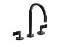 One™ Sink faucet, gooseneck spout, Nero Marquina handles