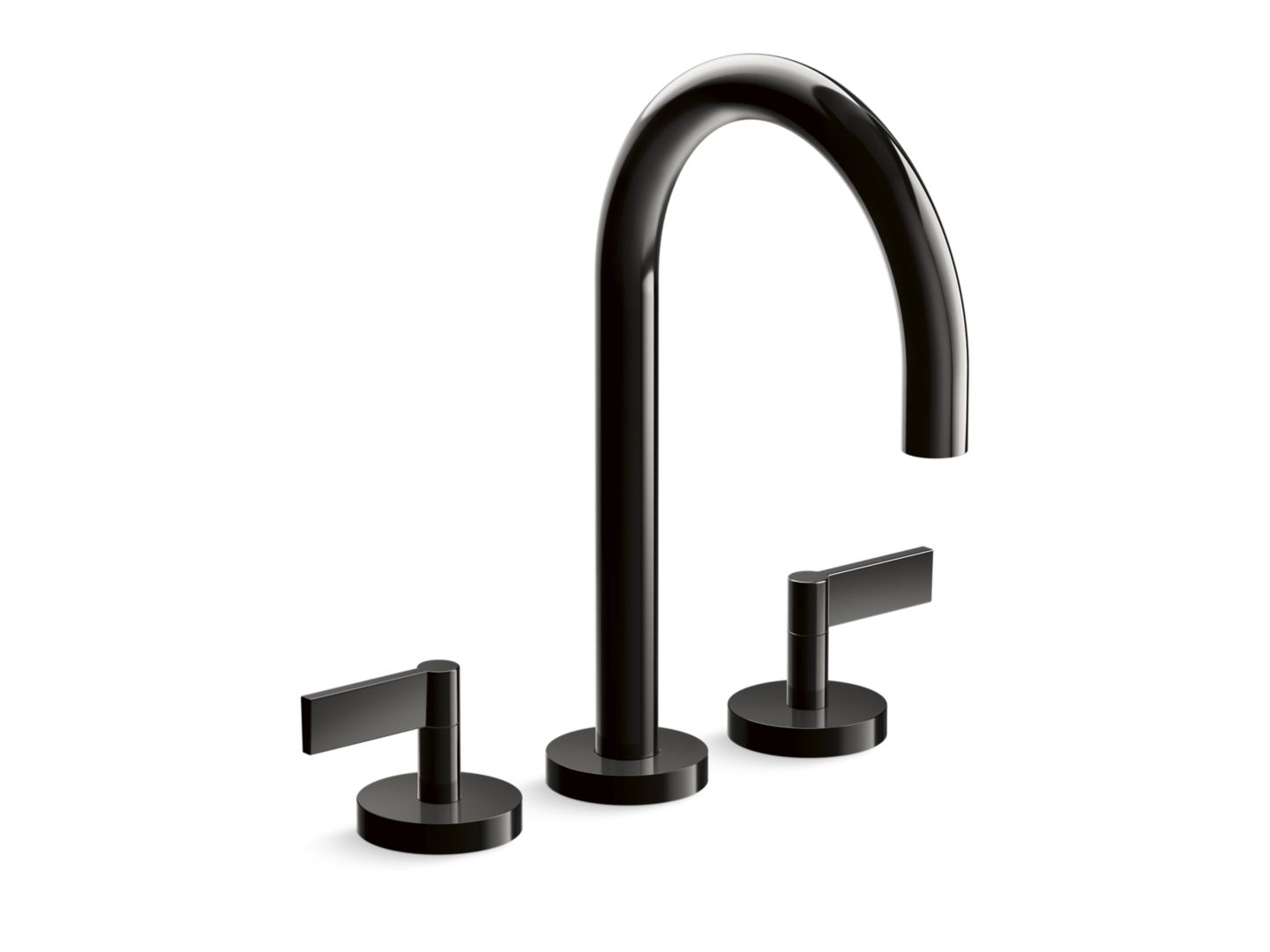 One Deck-Mount Bath Faucet, Gooseneck Spout, Lever Handles