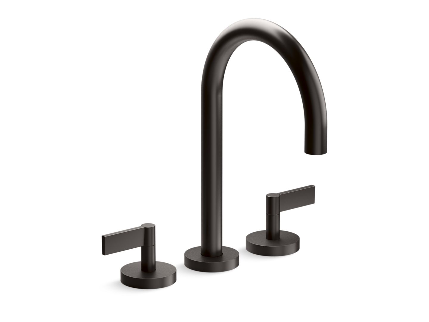 One Deck-Mount Bath Faucet, Gooseneck Spout, Lever Handles