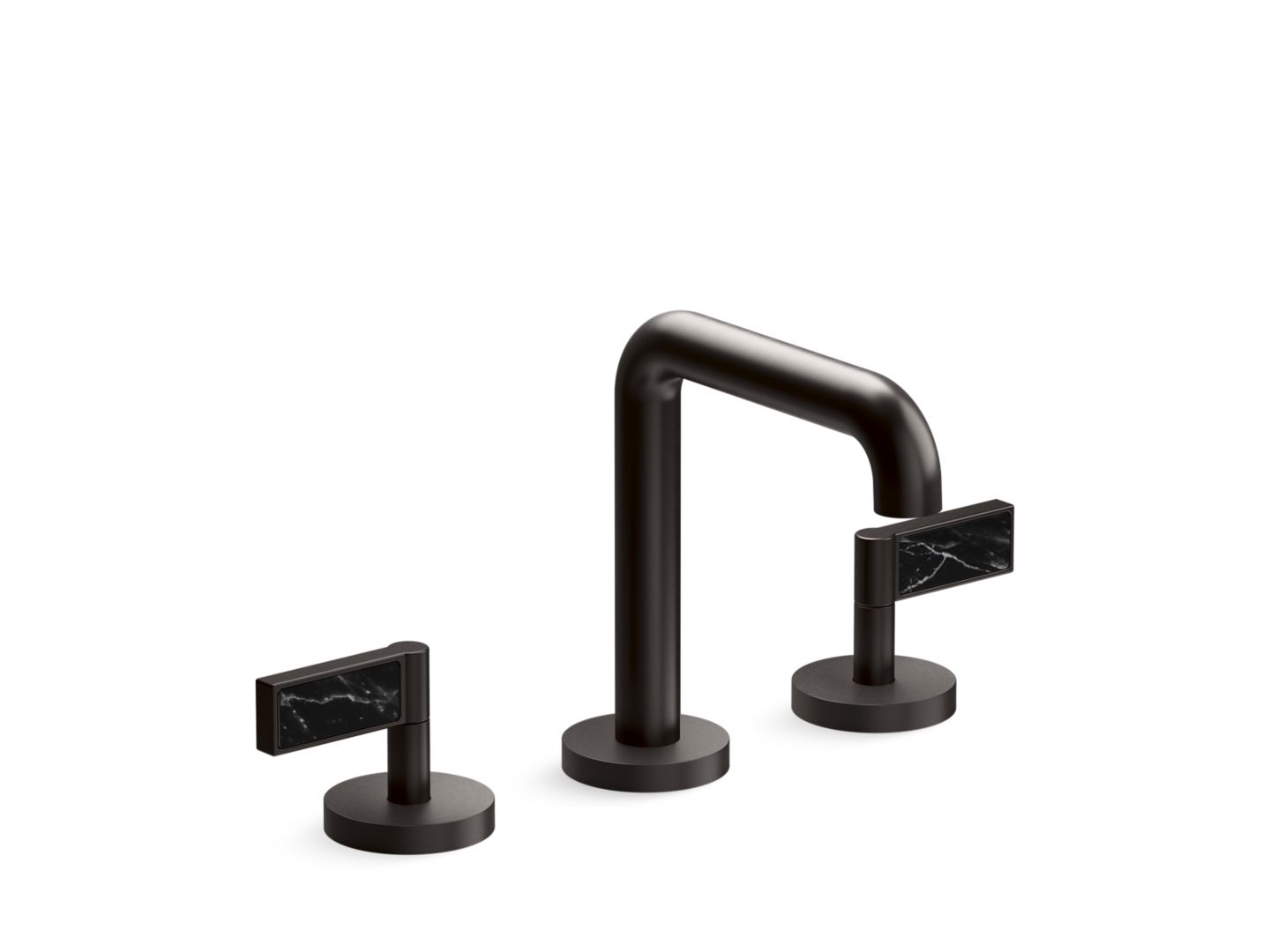 One Decorative Sink Faucet, Tall Spout, Nero Marquina Handles