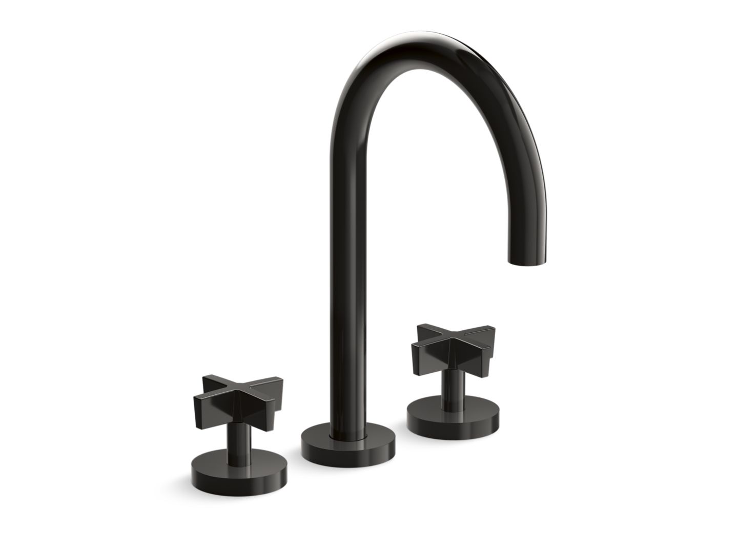 One Deck-Mount Bath Faucet, Gooseneck Spout, Cross Handles