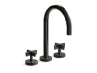 Deck-mount bath faucet, gooseneck spout, cross handles 0