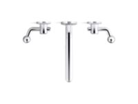Wall Mount Widespread Sink Faucet, Crank Handles 1