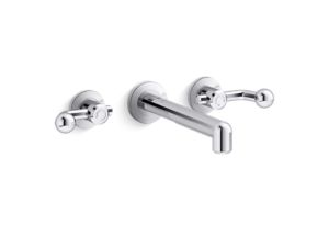 Wall Mount Widespread Sink Faucet, Crank Handles