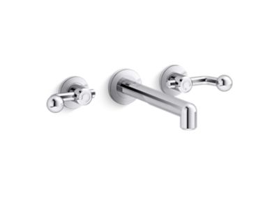 Wall Mount Widespread Sink Faucet, Crank Handles