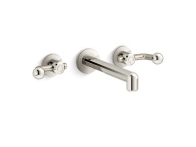 Wall Mount Widespread Sink Faucet, Crank Handles