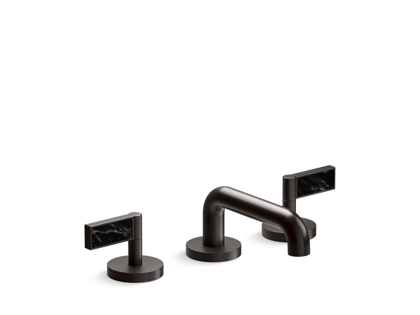 One Decorative Sink Faucet, Low Spout, Nero Marquina Handles