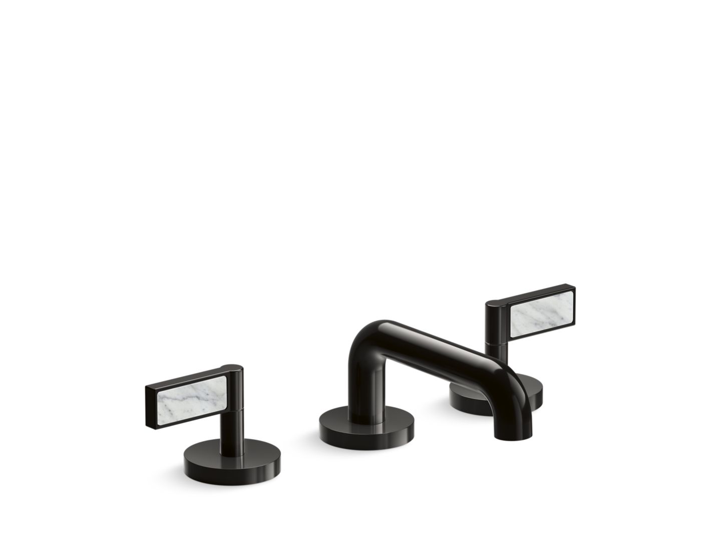 One™ Sink faucet, low spout, white Carrara handles