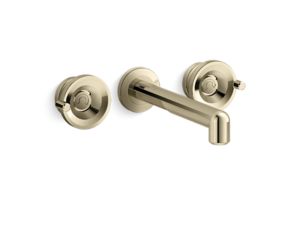 Wall Mount Widespread Sink Faucet, Wheel Handles