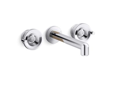 Wall Mount Widespread Sink Faucet, Wheel Handles