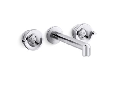 Wall Mount Widespread Sink Faucet, Wheel Handles
