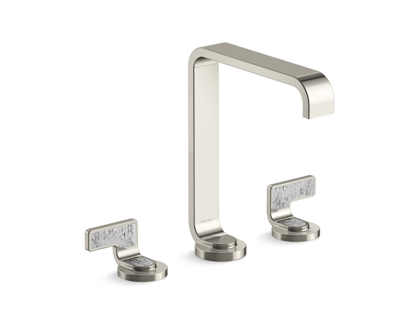 Guise™ Widespread Sink Faucet, Tall Spout, Transparent White Wave Lever Handles