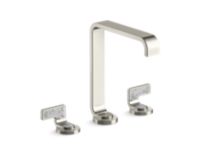 Widespread Sink Faucet, Tall Spout, Transparent White Wave Lever Handles 0