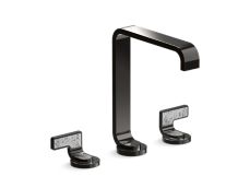 Guise® Widespread Sink Faucet, Tall Spout, Transparent White Wave Lever Handles
