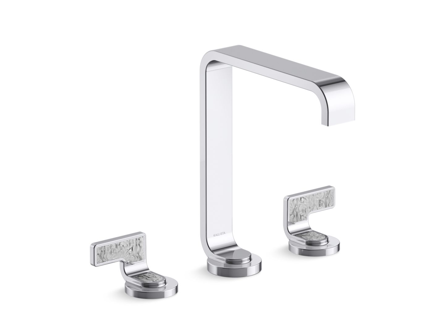 Guise® Widespread Sink Faucet, Tall Spout, Transparent White Wave Lever Handles