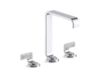 Widespread Sink Faucet, Tall Spout, Transparent White Wave Lever Handles 1