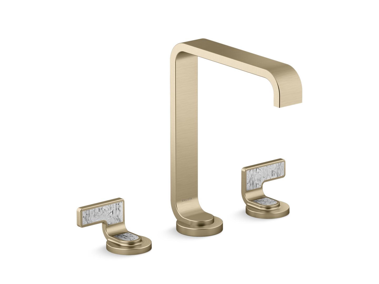 Guise® Widespread Sink Faucet, Tall Spout, Transparent White Wave Lever Handles