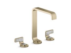Guise® Widespread Sink Faucet, Tall Spout, Transparent White Wave Lever Handles