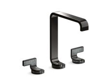 Guise® Widespread Sink Faucet, Tall Spout, Steel Grey Wave Lever Handles