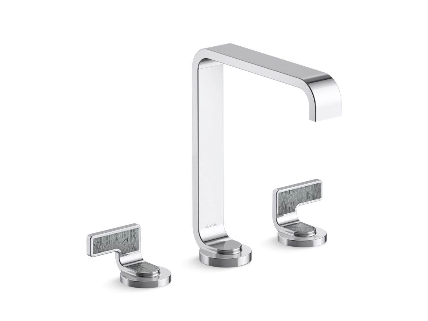 Guise® Widespread Sink Faucet, Tall Spout, Steel Grey Wave Lever Handles