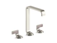 Widespread Sink Faucet, Tall Spout, Light Dusty Wave Lever Handles 0