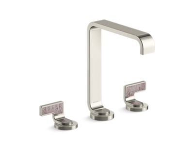 Widespread Sink Faucet, Tall Spout, Light Dusty Wave Lever Handles