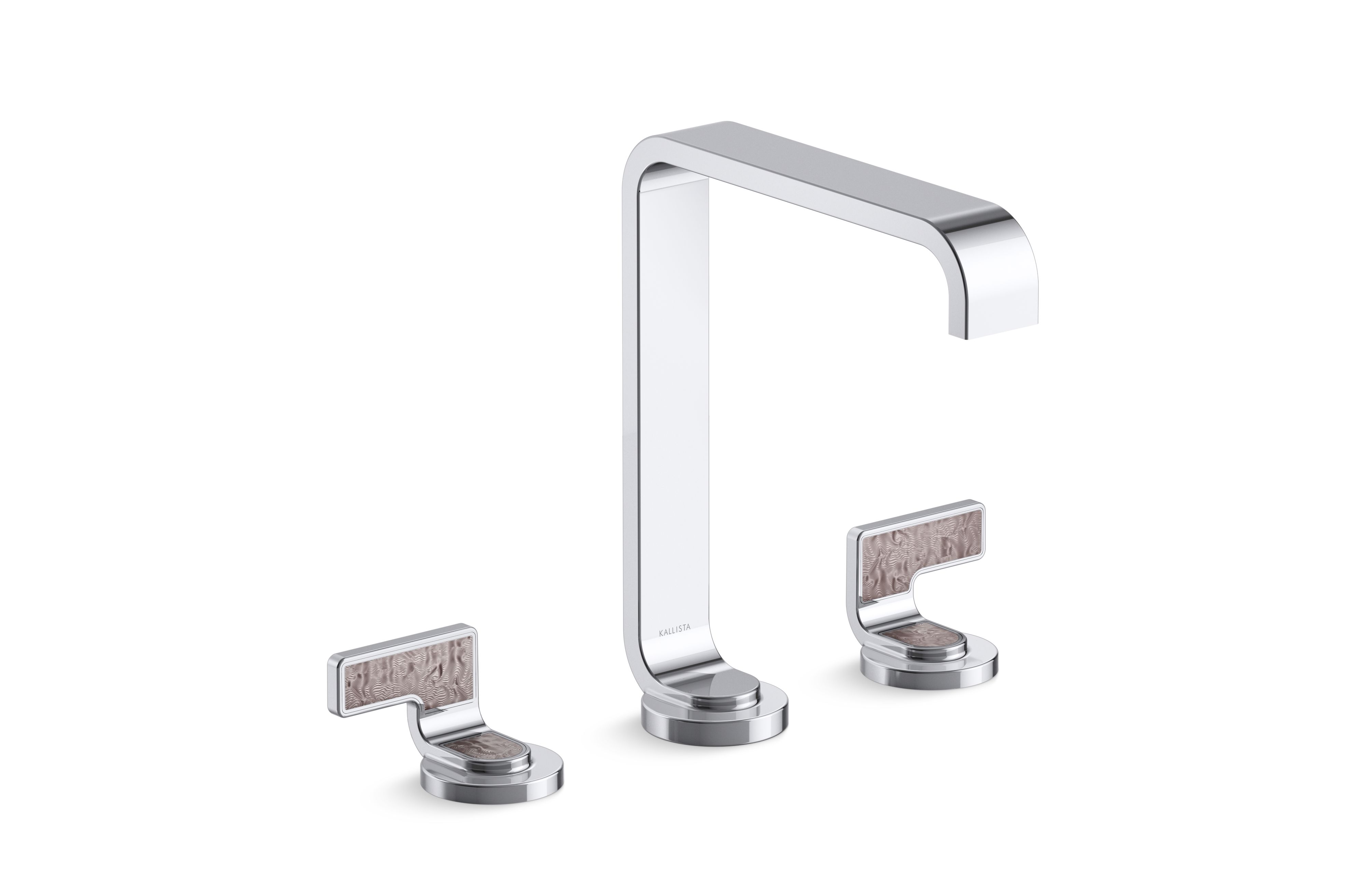 Guise® — Widespread Sink Faucet, Tall Spout, Light Dusty Wave Lever Handles