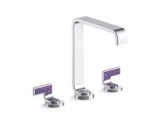 Guise® Widespread Sink Faucet, Tall Spout, Deep Violet Diamond Lever Handles
