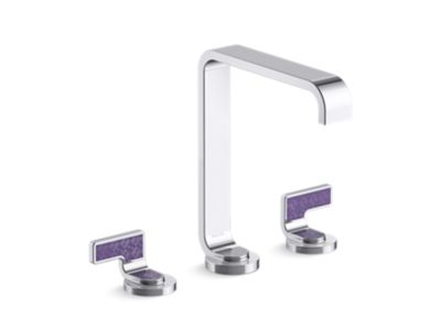 Widespread Sink Faucet, Tall Spout, Deep Violet Diamond Lever Handles