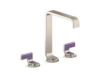 Widespread Sink Faucet, Tall Spout, Deep Violet Diamond Lever Handles 0