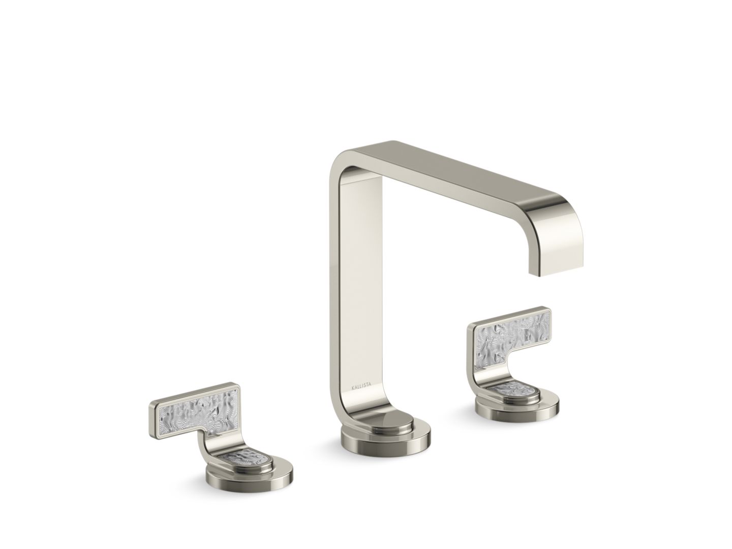 Guise™ Widespread Sink Faucet, Standard Spout, Transparent White Wave Lever Handles