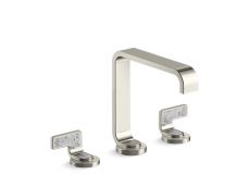 Guise® Widespread Sink Faucet, Standard Spout, Transparent White Wave Lever Handles
