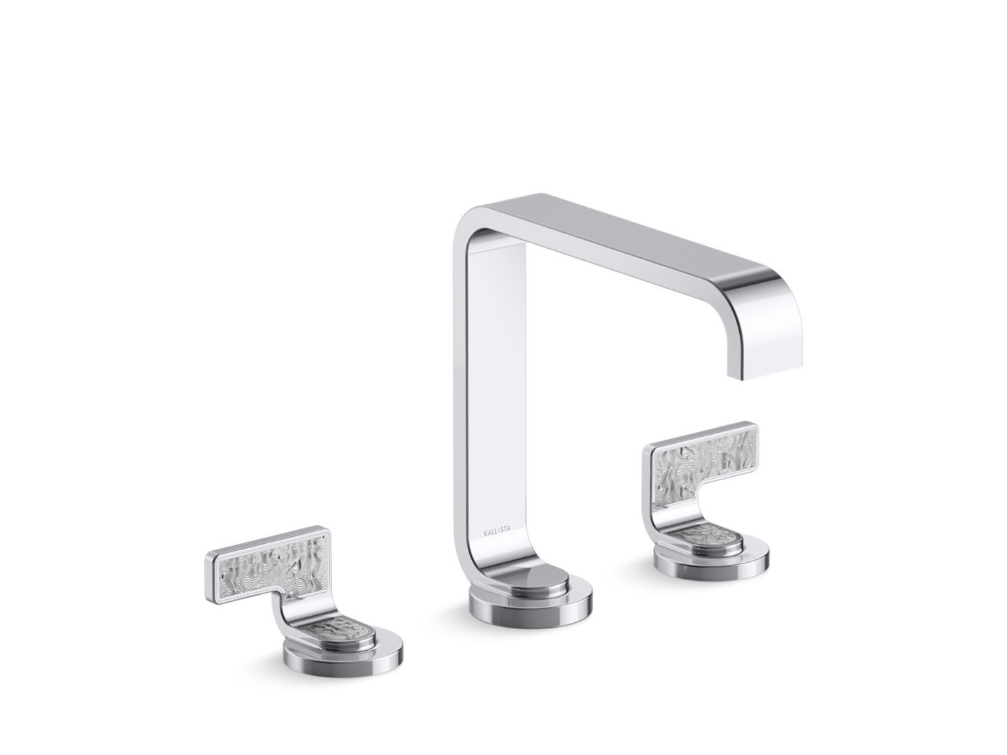 Guise® Widespread Sink Faucet, Standard Spout, Transparent White Wave Lever Handles