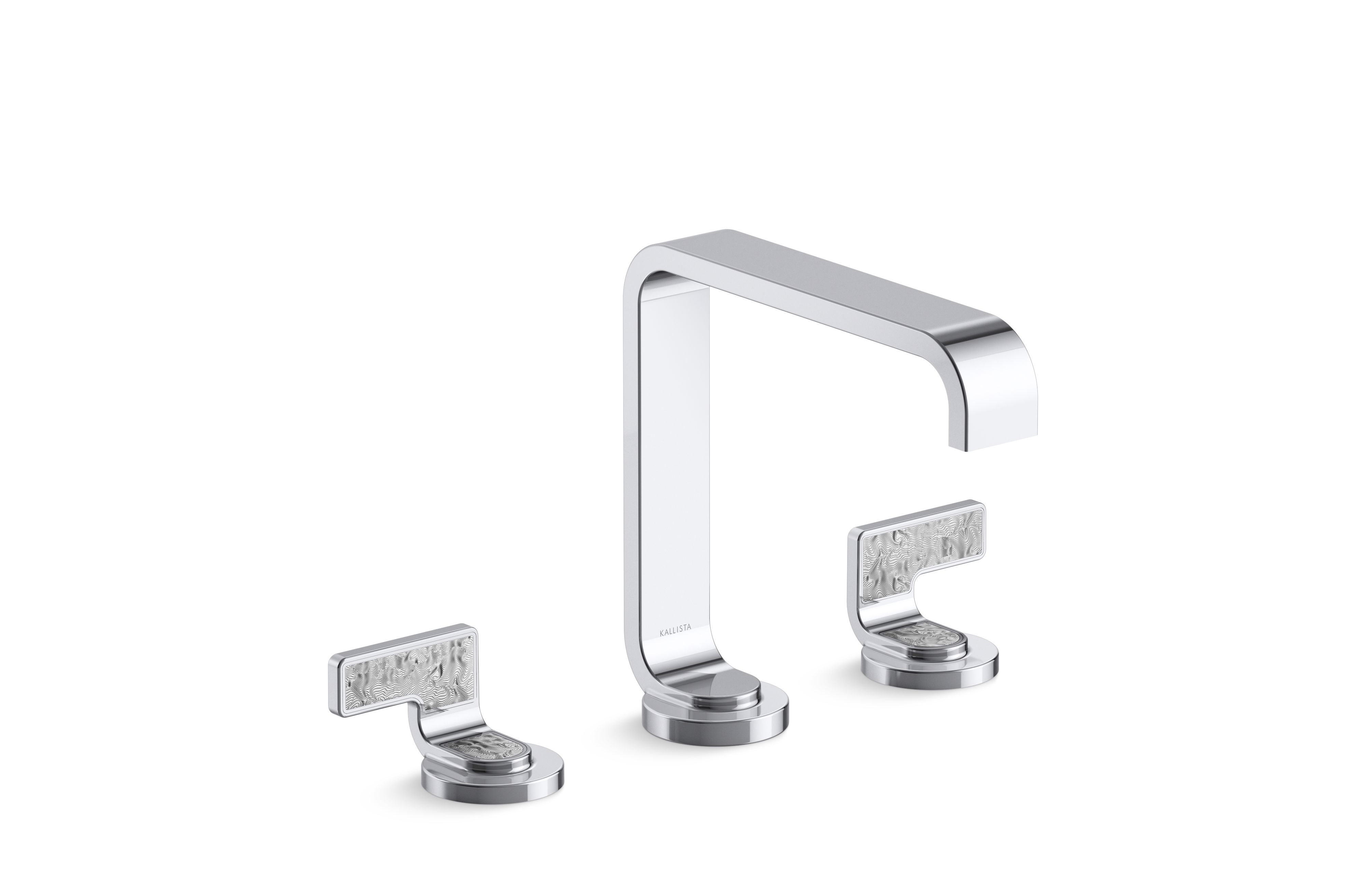 Guise® — Widespread Sink Faucet, Standard Spout, Transparent White Wave Lever Handles