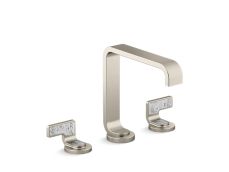Guise® Widespread Sink Faucet, Standard Spout, Transparent White Wave Lever Handles