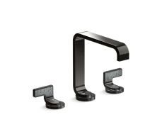 Guise® Widespread Sink Faucet, Standard Spout, Steel Grey Wave Lever Handles