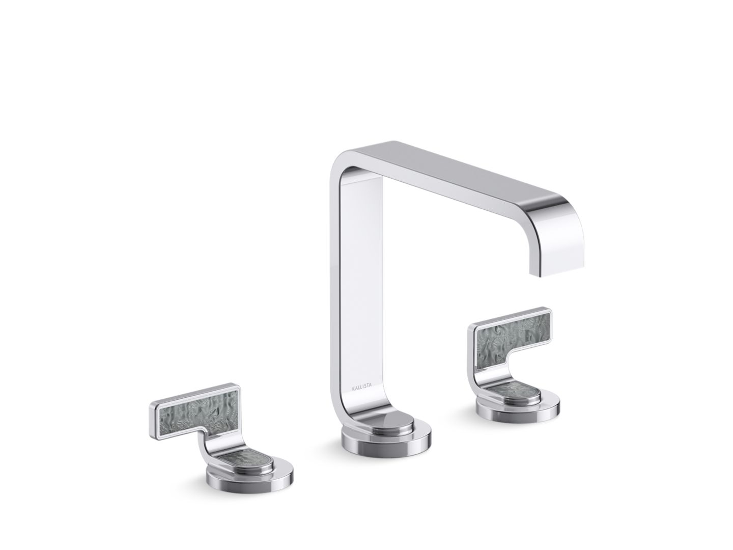 Guise® Widespread Sink Faucet, Standard Spout, Steel Grey Wave Lever Handles