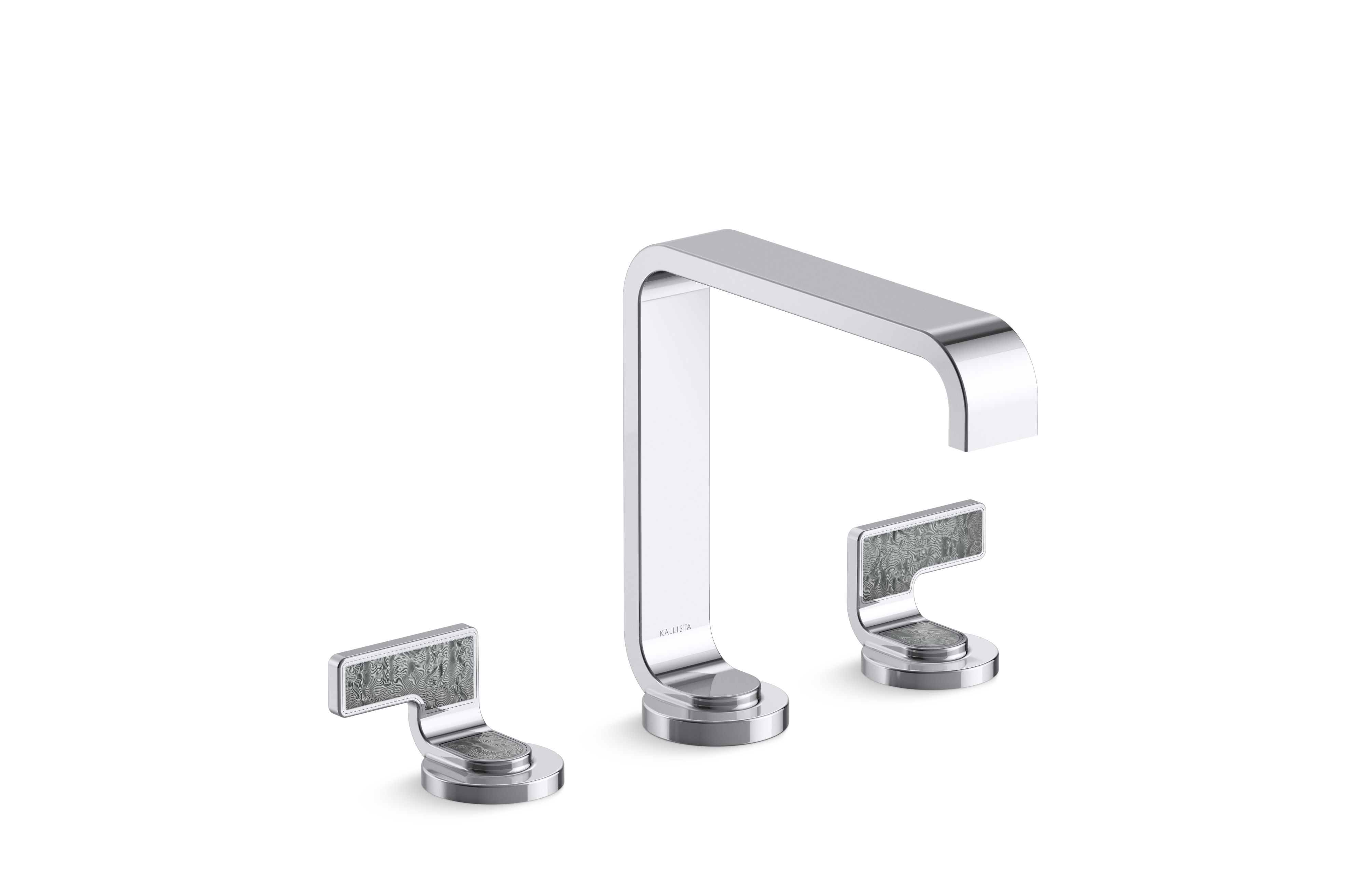 Guise® — Widespread Sink Faucet, Standard Spout, Steel Grey Wave Lever Handles