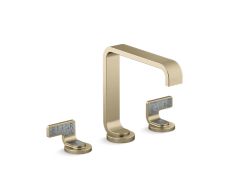 Guise® Widespread Sink Faucet, Standard Spout, Steel Grey Wave Lever Handles