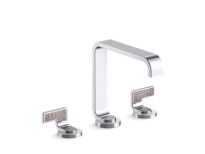 Widespread Sink Faucet, Standard Spout, Light Dusty Wave Lever Handles