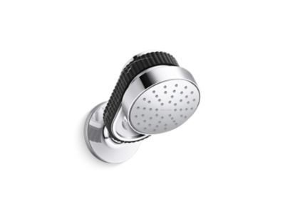 Air-Induction Showerhead with Arm, Nero Marquina band