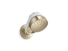 Bandeau™ Air-Induction Showerhead with Arm, White Carrara band