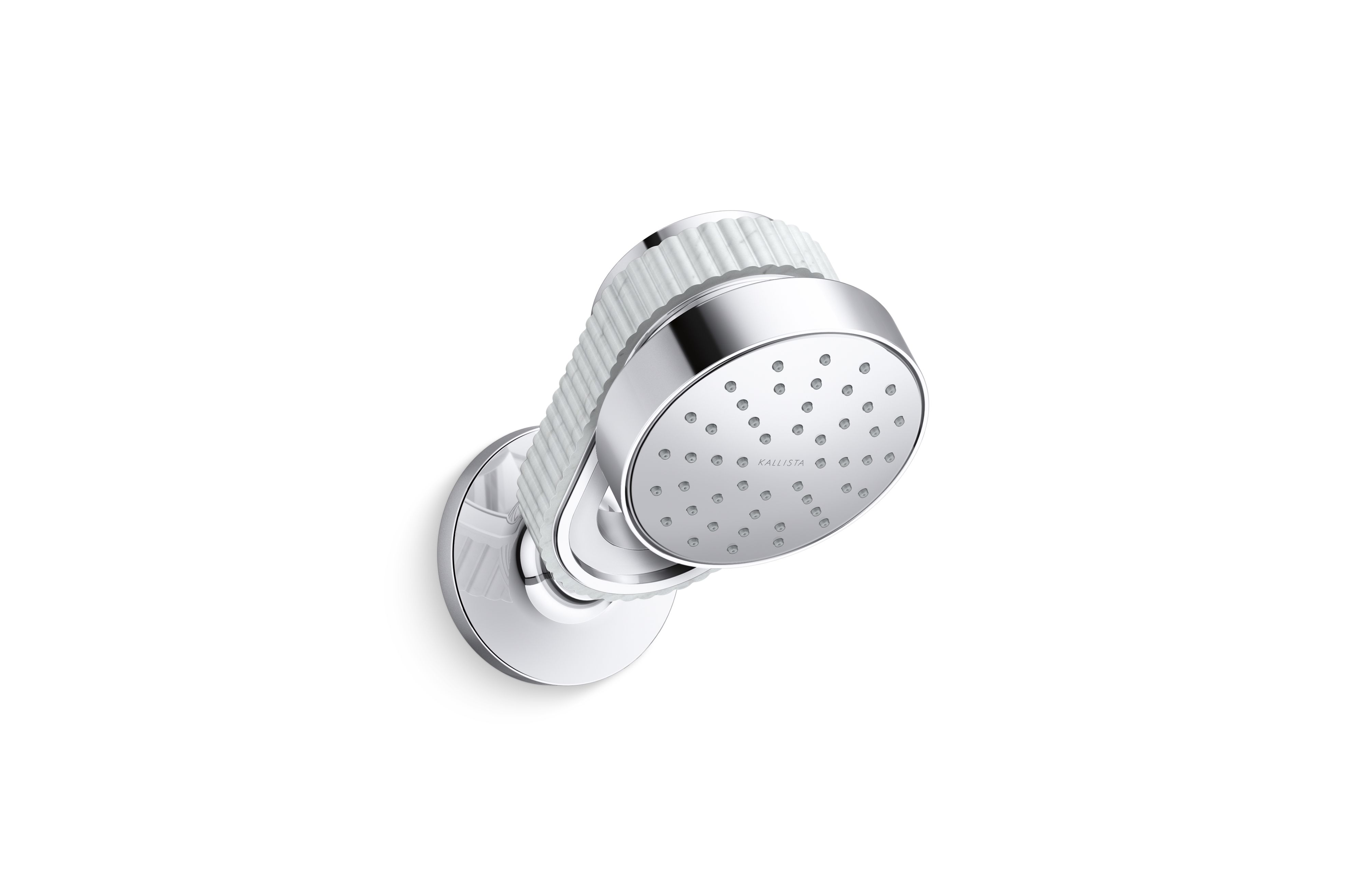 Bandeau™ — Air-Induction Showerhead with Arm, White Carrara band