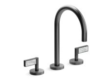 One™ Sink faucet, gooseneck spout, White Carrara handles