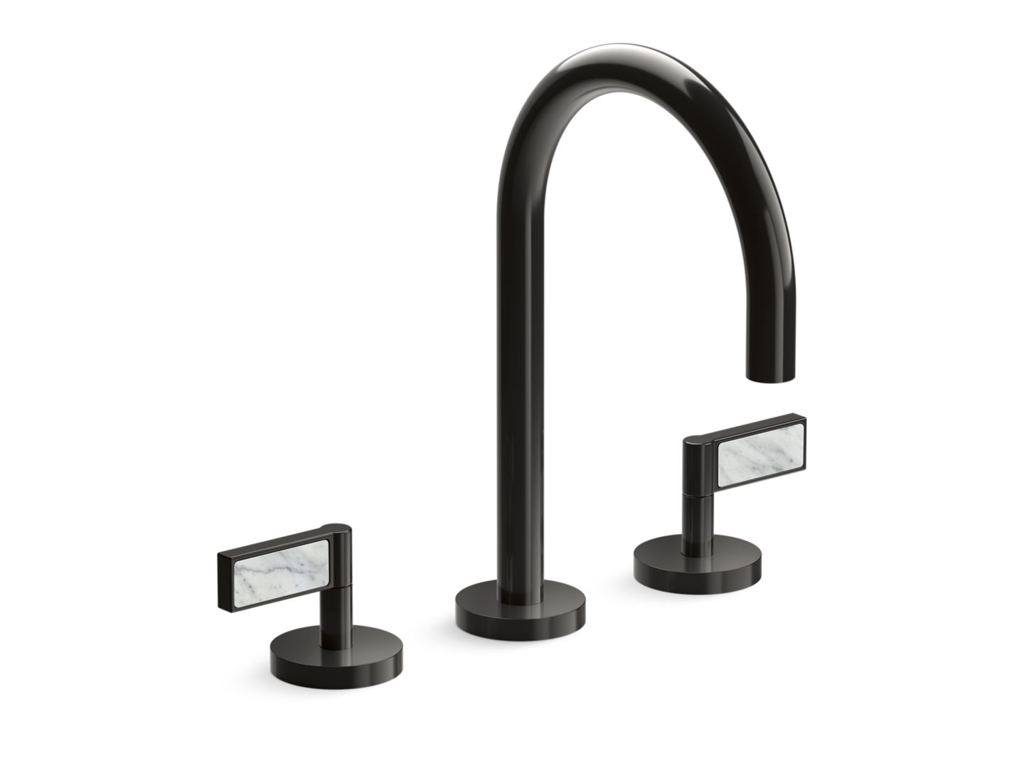 One™ Sink faucet, gooseneck spout, White Carrara handles