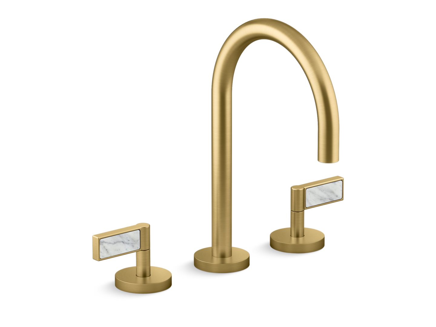 One™ Sink faucet, gooseneck spout, White Carrara handles