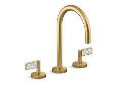One™ Sink faucet, gooseneck spout, White Carrara handles